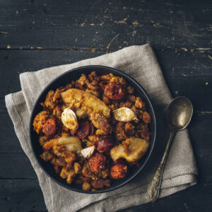 Migas camperas con chorizo ibérico