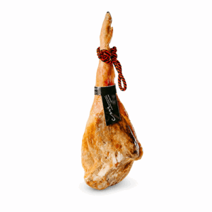 Jamón curado entero con etiqueta y cordón rojo